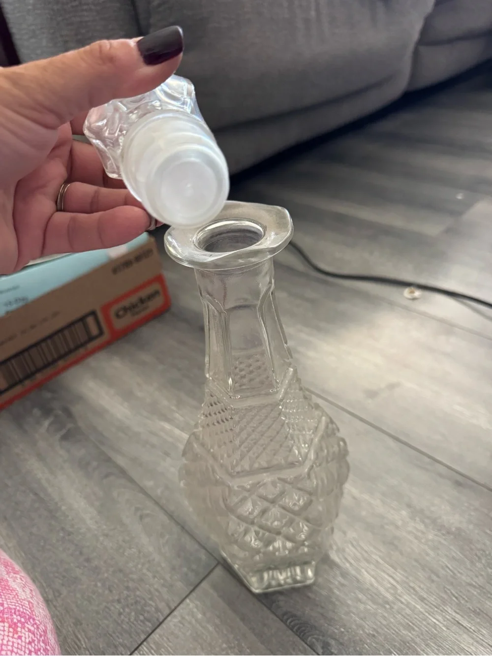 Vintage Clear Glass Decorative Decanter with Stopper -